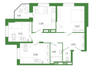 Продается 3-ком. квартира, 70.9 м2, Ростов-на-Дону, Днепровский переулок, 117с2, ЖК Днепровская Роща