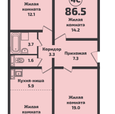 Продается 4-комнатная квартира, 86.5 м2, посёлок Садовый