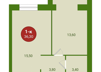 Продаю 1-ком. квартиру, 36.3 м2, поселок Темерницкий