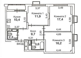 Продажа 3-ком. квартиры, 72.4 м2, Москва, Кавказский бульвар, 40, метро Кантемировская