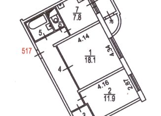 Продаю 2-ком. квартиру, 57.2 м2, Москва, улица Генерала Кузнецова, 19к1, улица Генерала Кузнецова