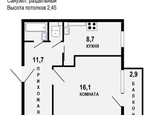 Продается 2-ком. квартира, 52.9 м2, Санкт-Петербург, Ириновский проспект, 21к1