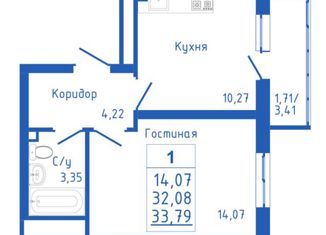 Продажа 1-ком. квартиры, 33.8 м2, Новосибирская область, Новоуфимская улица, 17