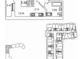 Продается квартира студия, 27.63 м2, Санкт-Петербург, Русановская улица, 18к3, муниципальный округ Народный