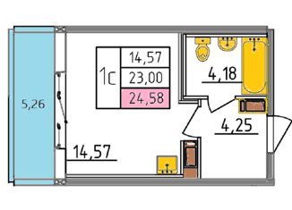 Продажа квартиры студии, 24.58 м2, посёлок Шушары, Старорусский проспект, 9