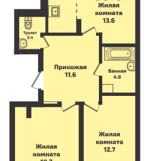 Трехкомнатная квартира на продажу, 69.6 м2, Новосибирск, Красный проспект, 327/1, ЖК Инфинити