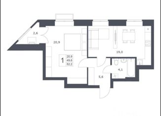 Продаю однокомнатную квартиру, 52.2 м2, Новосибирск, метро Заельцовская