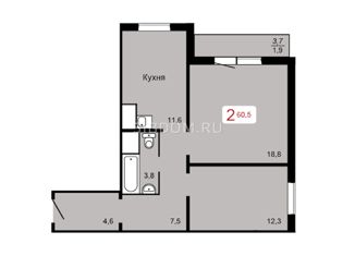 Продам 2-комнатную квартиру, 60.5 м2, Красноярск, Апрельская улица, 5Л, ЖК Мичурино