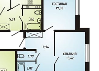2-комнатная квартира на продажу, 57 м2, Краснодар, Домбайская улица, 63, микрорайон Губернский