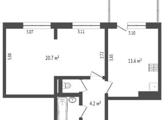 Продается однокомнатная квартира, 40.1 м2, Елизово, Северная улица, 22