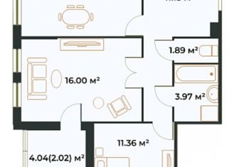 Продам двухкомнатную квартиру, 58.4 м2, Казань, улица Малая Крыловка, 52, Кировский район