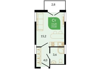 1-комнатная квартира на продажу, 23 м2, Сочи, ЖК Флора, улица Искры, 66/9