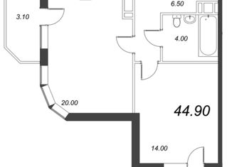 Продам однокомнатную квартиру, 44.9 м2, Санкт-Петербург, Кондратьевский проспект, 68к4, Калининский район