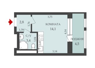 Квартира на продажу студия, 20.3 м2, Санкт-Петербург, Планерная улица, 97к1, ЖК Нью Тайм