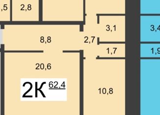 Продам 2-комнатную квартиру, 59.1 м2, Нижний Новгород, улица Гончарова, 2Б, улица Гончарова