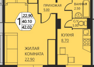 Продается 1-комнатная квартира, 40.1 м2, деревня Кондратово, Артемьевская улица, 2