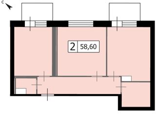 Продается 2-ком. квартира, 58.6 м2, Ленинградская область, Вересковая улица, 8к2