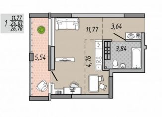 Продажа однокомнатной квартиры, 27 м2, Екатеринбург, улица Печатников, 1, ЖК Московский Квартал