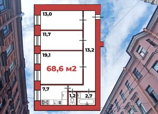 Продается 3-комнатная квартира, 68.6 м2, Санкт-Петербург, Кузнечный переулок, 14Б, Центральный район