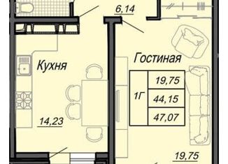 Продажа 1-ком. квартиры, 44 м2, Краснодар, проезд Репина, 3/1к3, микрорайон 9 километр