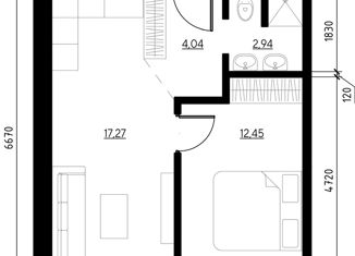 Продажа двухкомнатной квартиры, 37.59 м2, Иркутск, улица Набережная Иркута, 21, Свердловский округ