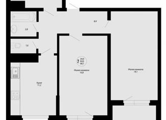 Продам 2-ком. квартиру, 74 м2, Краснодар, ЖК Фреш, улица имени Валерия Гассия, 4/7лит2