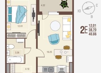 Продажа 1-ком. квартиры, 40.86 м2, село Новая Усмань, Алмазная улица, 5