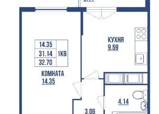 Продажа однокомнатной квартиры, 32.7 м2, Санкт-Петербург, улица Вадима Шефнера, 4, ЖК Магеллан