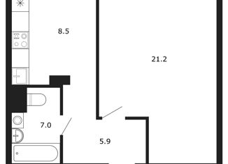 Продажа однокомнатной квартиры, 39.6 м2, Москва, 2-я Мелитопольская улица, 21к1, район Южное Бутово