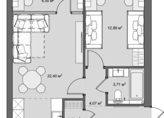 Продам 2-комнатную квартиру, 53.5 м2, Ульяновск, проспект Туполева, 33, Заволжский район
