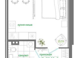 Продается 1-комнатная квартира, 30.06 м2, Новосибирск, ЖК Оазис, улица Лескова, 33