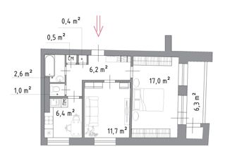 Продается 2-комнатная квартира, 45.6 м2, Санкт-Петербург, Кронштадтское шоссе, 8