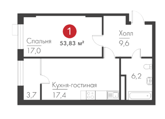 Продажа однокомнатной квартиры, 53.2 м2, Самара, проспект Масленникова, 14А, метро Российская