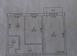 Продается двухкомнатная квартира, 45 м2, Стрежевой, 2-й микрорайон, 210