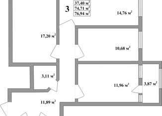 Продам 3-ком. квартиру, 74.8 м2, Архангельская область, улица Торцева, 4Б