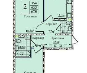 Продам двухкомнатную квартиру, 67 м2, Новосибирск, ЖК Венеция, улица Ясный Берег, 17