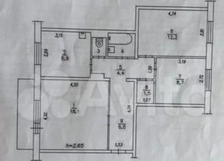 3-комнатная квартира на продажу, 64 м2, Кемеровская область, проспект Строителей, 69