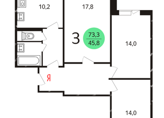 Продается 3-ком. квартира, 73 м2, Москва, улица Сокольнический Вал, 38, метро Сокольники
