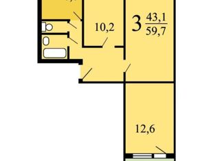 Продаю 3-комнатную квартиру, 59 м2, Москва, Стройковская улица, 8, метро Крестьянская застава