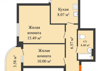 Продажа двухкомнатной квартиры, 48.31 м2, Ростовская область, Астрономический переулок