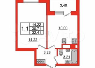 Продам 1-комнатную квартиру, 30.7 м2, Санкт-Петербург, метро Звёздная, Пулковское шоссе, 73к6