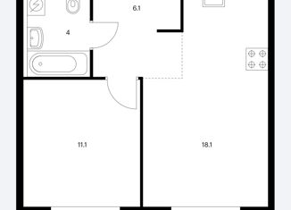1-ком. квартира на продажу, 39.5 м2, рабочий посёлок Боброво, Лесная улица