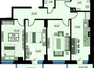 Продается 3-комнатная квартира, 78 м2, Ростов-на-Дону, улица Ларина, 45с6, ЖК Сердце Ростова 2