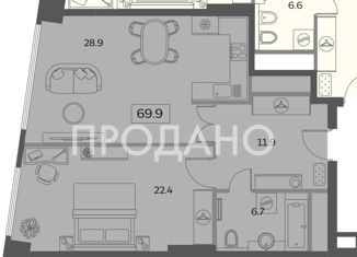 Продается двухкомнатная квартира, 69.3 м2, Москва, метро Шаболовская, Мытная улица, 40к3