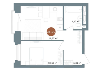 Продаю 1-ком. квартиру, 35.7 м2, Новосибирск, метро Площадь Маркса