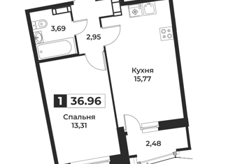 Продается 1-ком. квартира, 36.96 м2, Мурино, проспект Авиаторов Балтики, 29к2, ЖК Авиатор