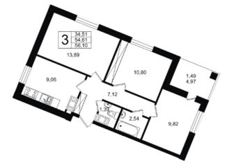 Продается 3-комнатная квартира, 57 м2, Мурино, Воронцовский бульвар, 16к1, ЖК Краски Лета