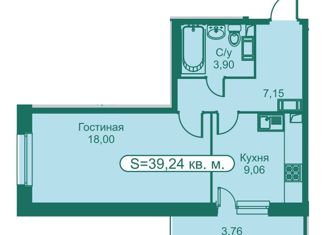 Однокомнатная квартира на продажу, 38.2 м2, Мурино, проспект Авиаторов Балтики, 9к2, ЖК Виктория