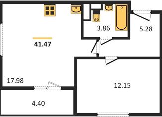 Продам 1-ком. квартиру, 41.47 м2, Свердловское городское поселение