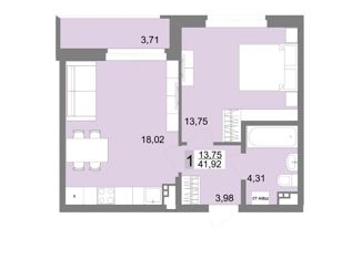 Продается однокомнатная квартира, 41.92 м2, Екатеринбург, улица Татищева, 136, ЖК Белый Парус